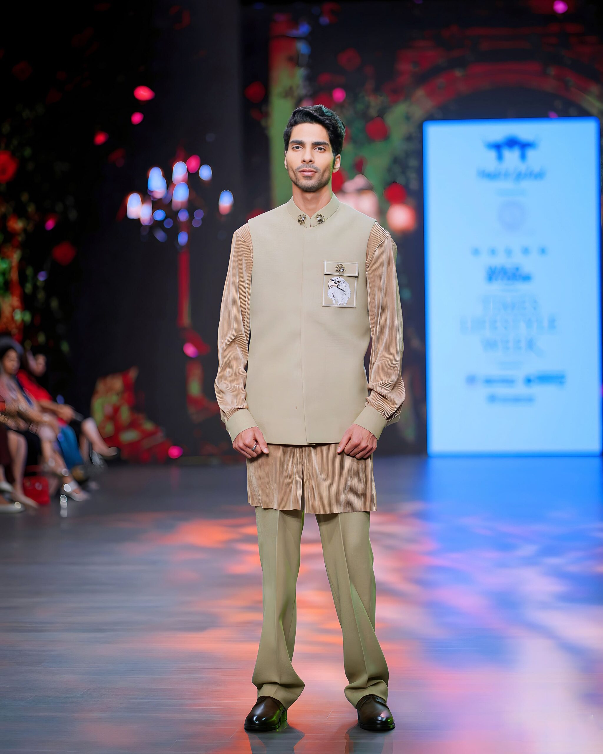 Hemp eagle nehru jacket set