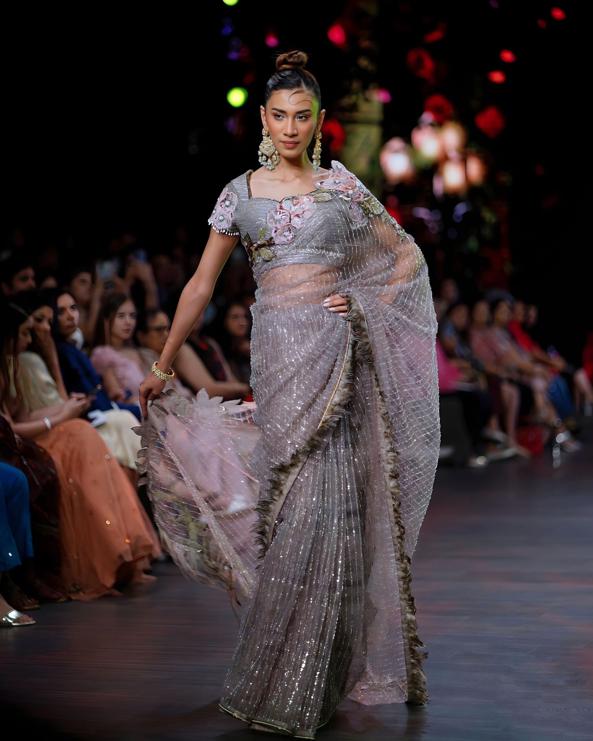 Orchid feather saree