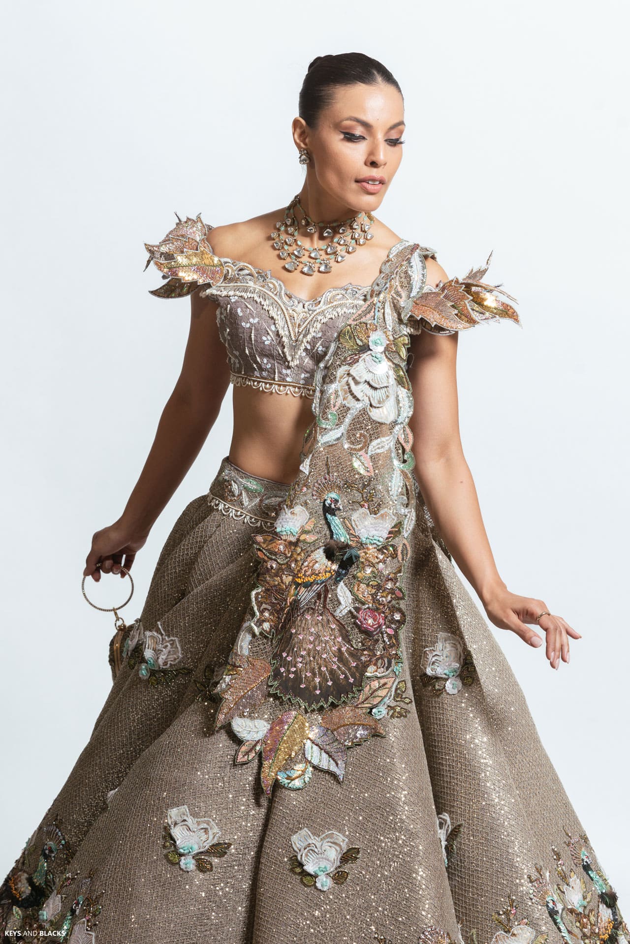 The Autumn Peacock Splendor Lehenga - Image 3