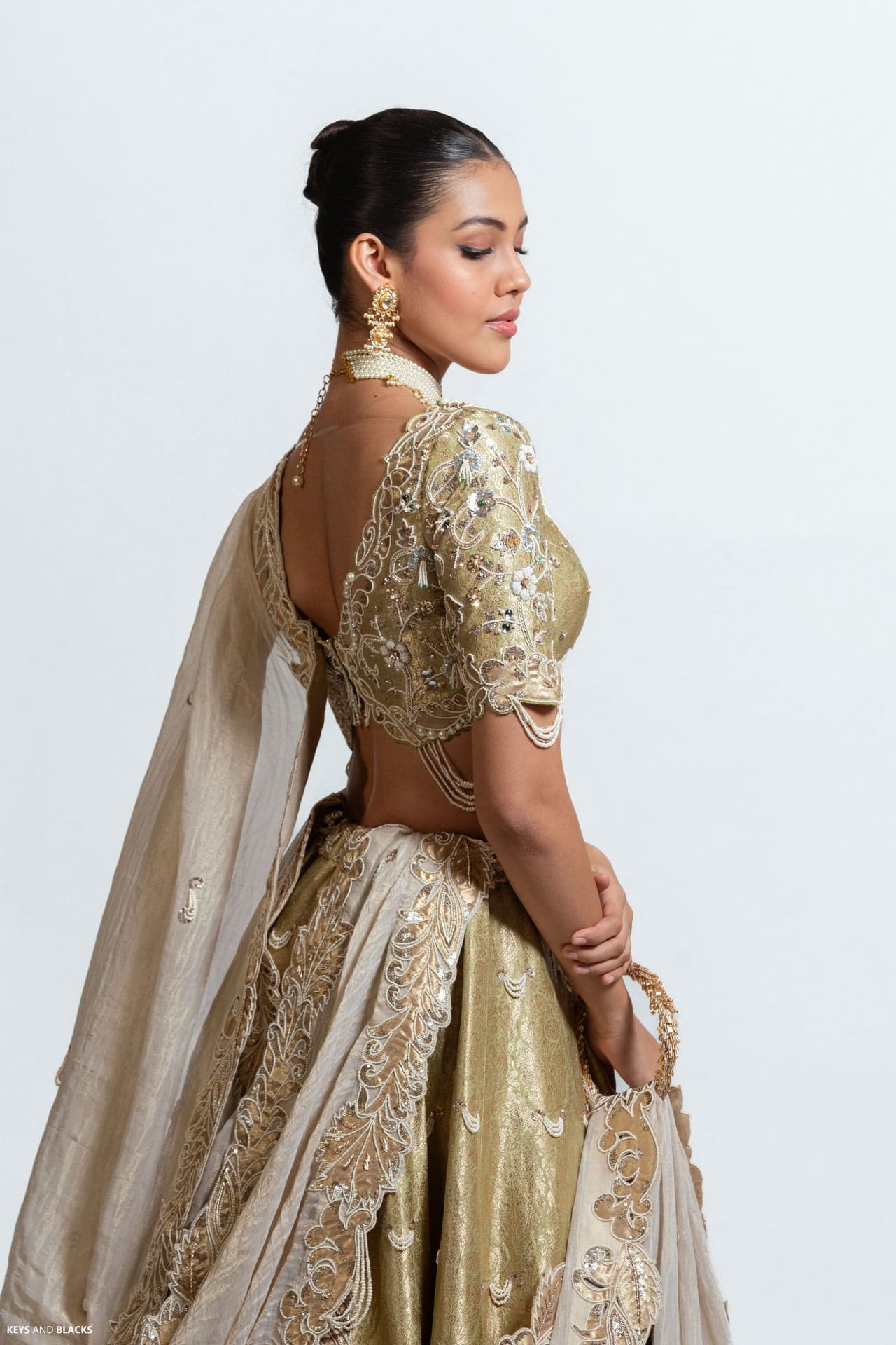 The Pista Green Khim Khab Lehenga - Image 2