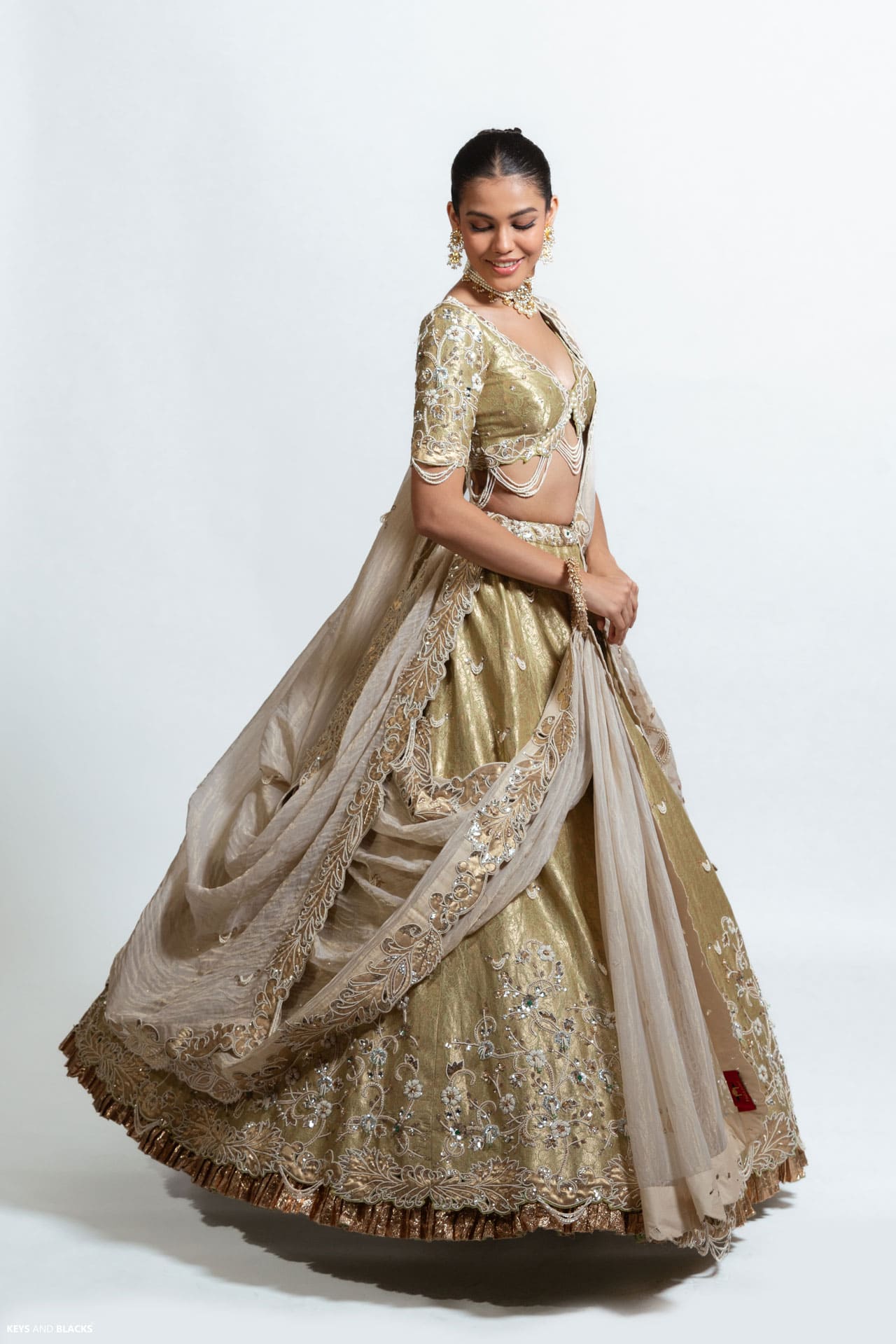 The Pista Green Khim Khab Lehenga - Image 4