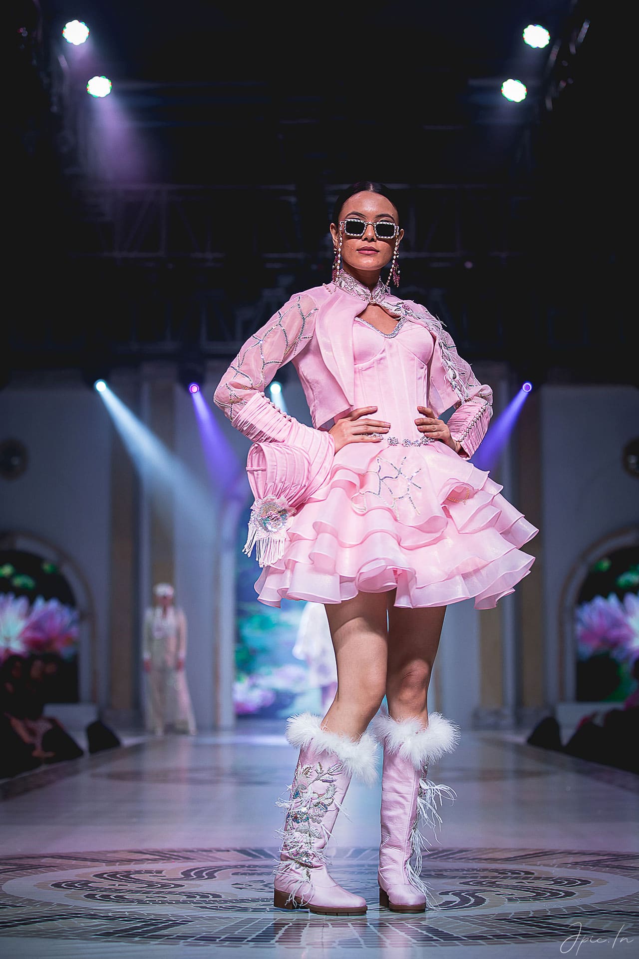Rosé Pink Corset Dress Ensemble - Image 3