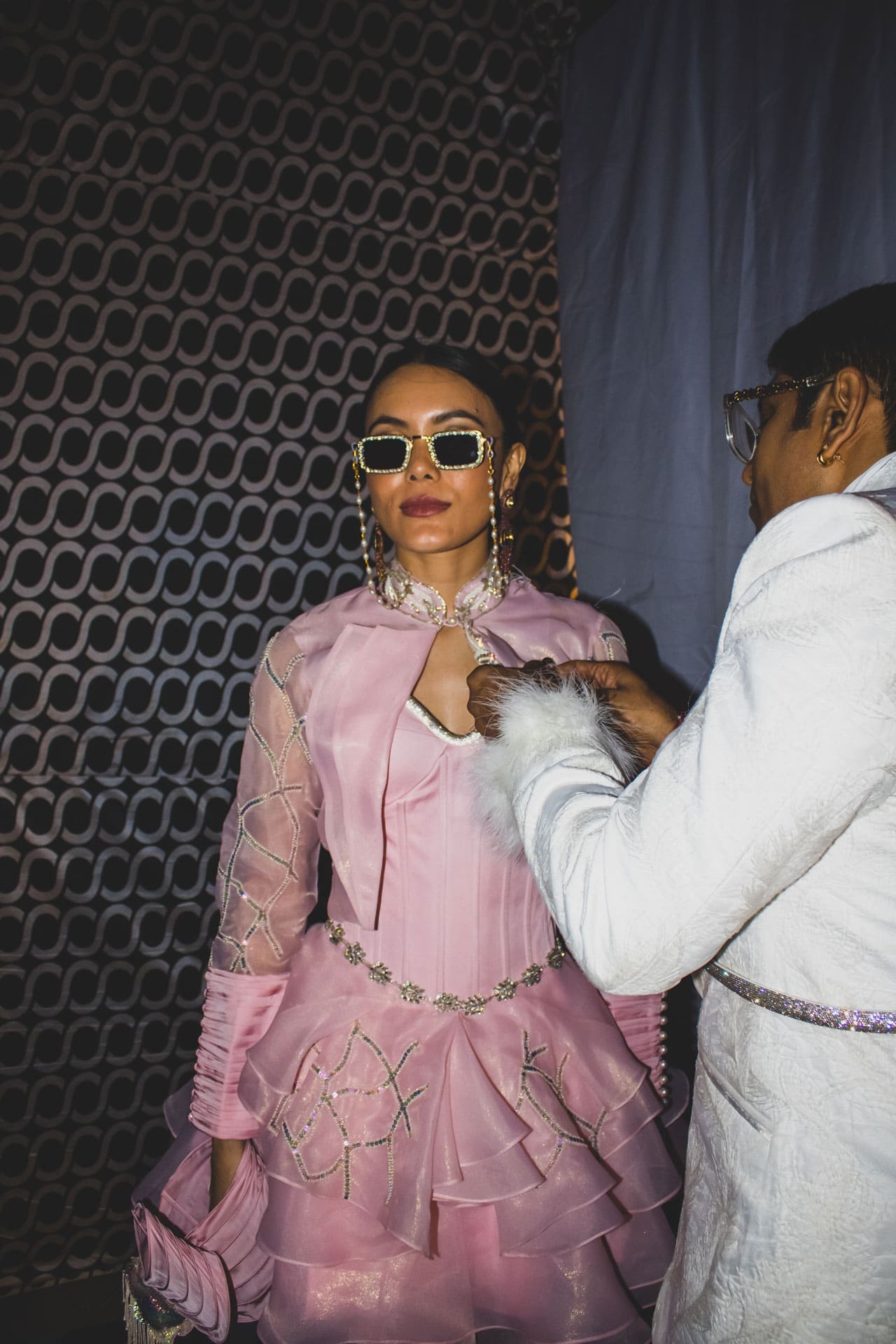 Rosé Pink Corset Dress Ensemble - Image 4